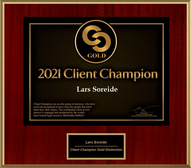 2021 Client Champion Award for FINRA Lawyer Lars Soreide