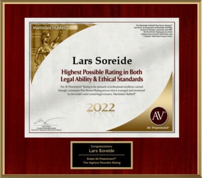 Lars Soreide high rating for securities lawyers in legal ability and ethical standards
