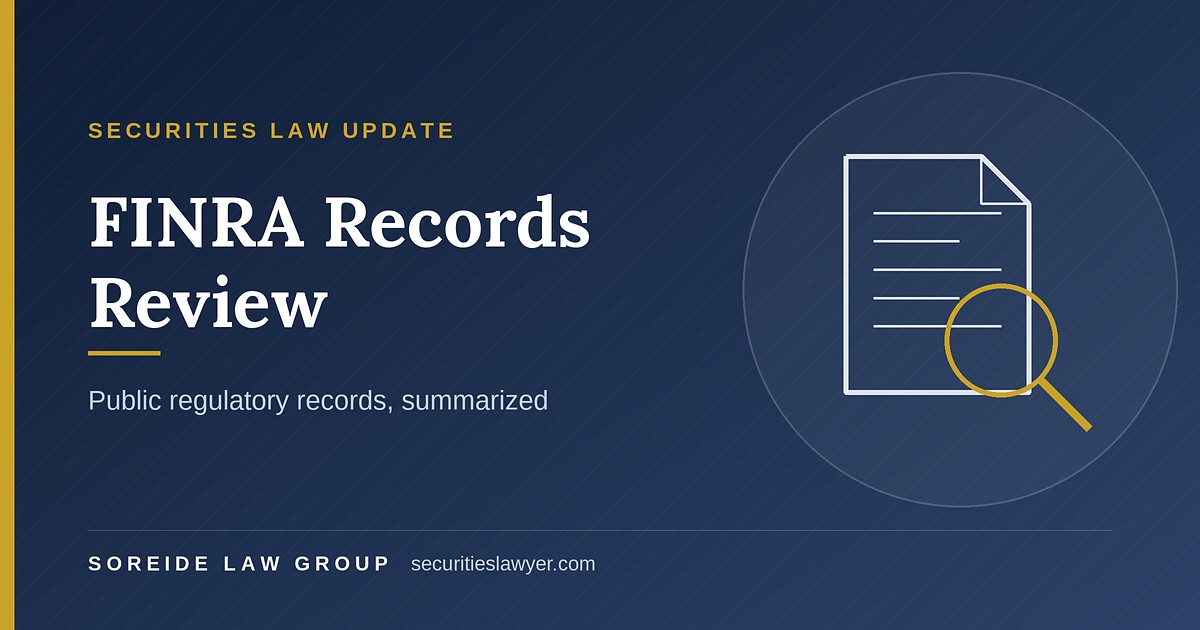 Elias Gerodemos: summary of the public FINRA record, from Soreide Law Group