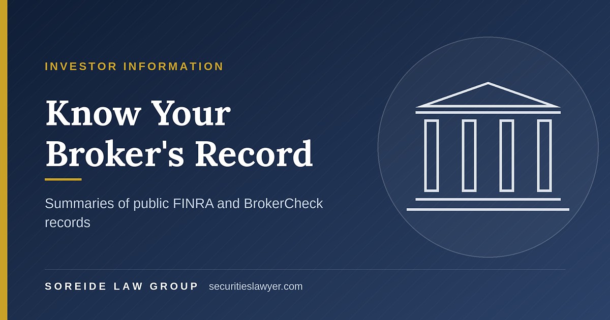 Richard Rappaport: summary of the public FINRA record, from Soreide Law Group