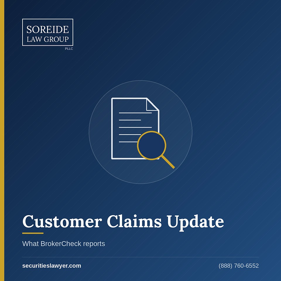 Customer claims update, BrokerCheck record review icon, Soreide Law Group