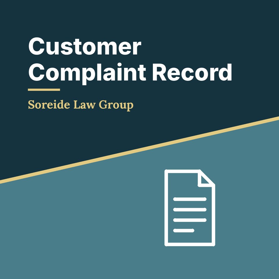 Customer Complaint Record, Soreide Law Group